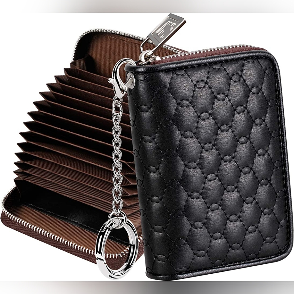 FurArt Credit Card Wallet, Zipper Card Cases Holder for Men Women, RFID Blocking